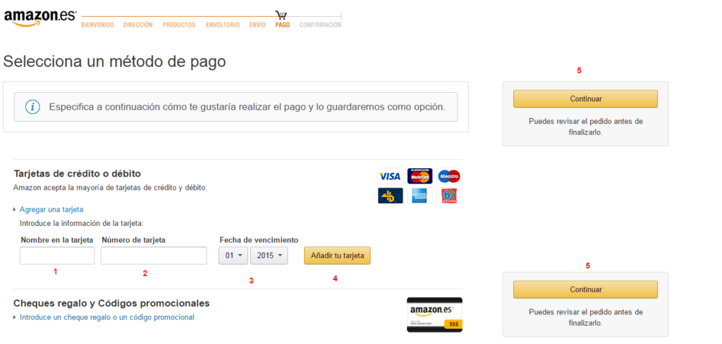 seleccionar metodo de pago