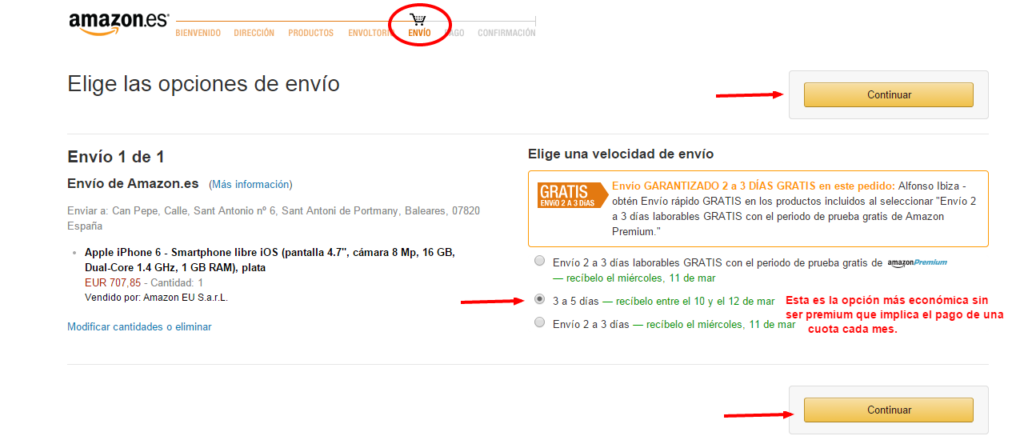 confirmar envio de amazon