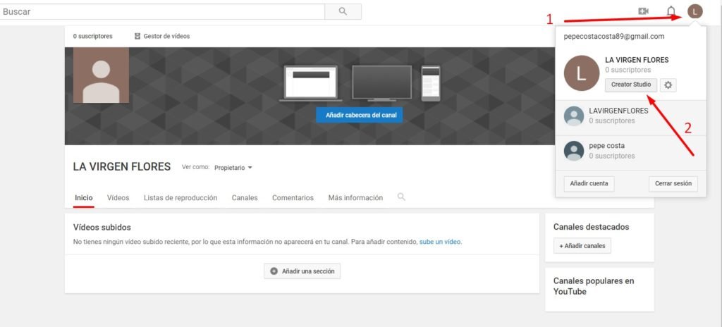 la opción de verificar está en creator estudio y canal