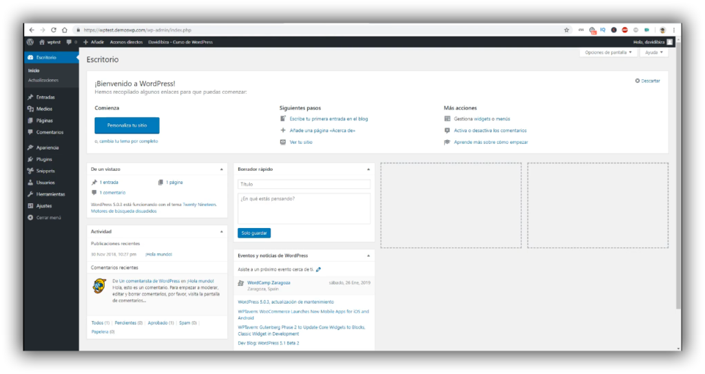 Instalación de WordPress vacía
