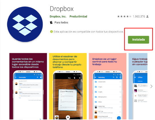 copiar fotos desde dropbox