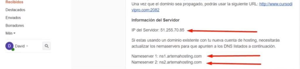 correo de información del hosting